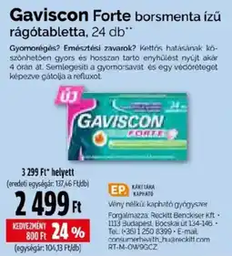 Pingvin Patika Gaviscon Forte borsmenta ízű rágótabletta ajánlat