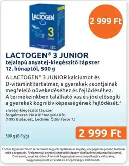 Benu Gyógyszertárak Lactogen 3 junior ajánlat