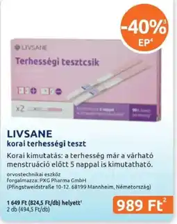 Benu Gyógyszertárak Livsane korai terhességi teszt ajánlat