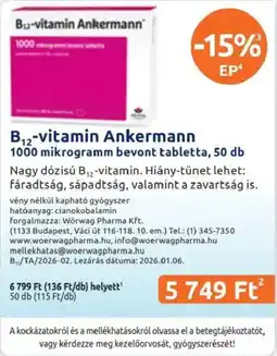 Benu Gyógyszertárak B12-vitamin Ankermann ajánlat