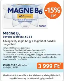 Benu Gyógyszertárak Magne B6 bevont tabletta ajánlat