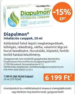 Benu Gyógyszertárak Diapulmon inhalációs cseppek ajánlat