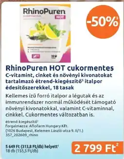 Benu Gyógyszertárak RhinoPuren hot cukormentes ajánlat