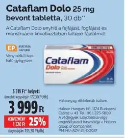Pingvin Patika Cataflam Dolo 25 mg bevont tabletta ajánlat
