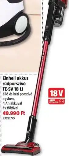 Bauhaus Einhell akkus rúdporszívó TE-SV 18 LI ajánlat