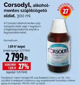 Pingvin Patika corsodyl alkoholmentes szájöblögető oldat ajánlat