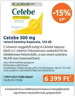 Benu Gyógyszertárak Cetebe ajánlat