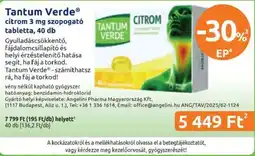 Benu Gyógyszertárak Tantum Verde citrom szopogató tabletta ajánlat