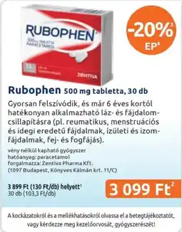 Benu Gyógyszertárak rubophen tabletta ajánlat