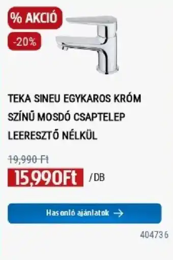 Teka sineu egykaros króm színű mosdó csaptelep