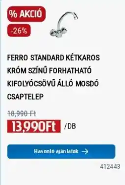 Praktiker Ferro standard kétkaros króm színű forhatható kifolyócsövű álló mosdó csaptelep ajánlat
