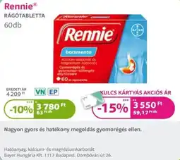 Kulcs Patika Rennie rágótabletta ajánlat