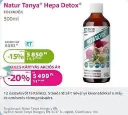Kulcs Patika Natur Tanya Hepa Detox ajánlat