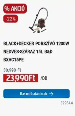 Praktiker Black+Decker porszívó 1200w nedves-száraz 15L B&D BXVC15PE ajánlat