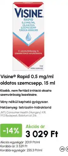 Alma Gyógyszertárak Visine rapid oldatos szemcsepp ajánlat