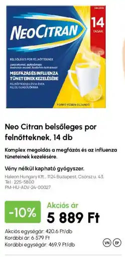 Alma Gyógyszertárak Neo Citran ajánlat