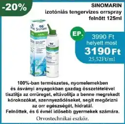 PatikaPlus Sinomarin izotónias tengervizes orrspray ajánlat