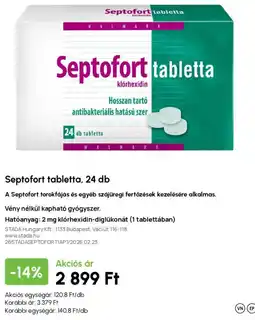 Alma Gyógyszertárak Septofort tabletta ajánlat