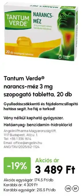 Tantum Verde narancs-méz szopogató tabletta