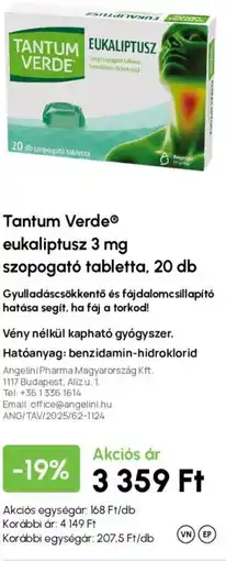Alma Gyógyszertárak Tantum Verde eukaliptusz ajánlat