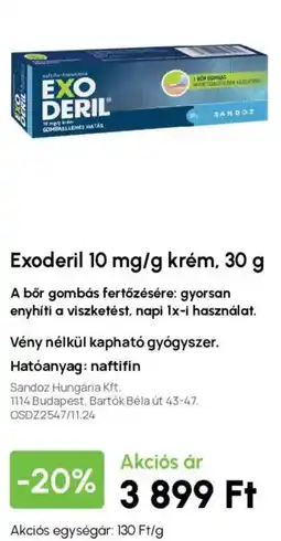 Alma Gyógyszertárak Exoderil krém ajánlat