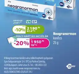 Kulcs Patika Neogranormon kenőcs ajánlat