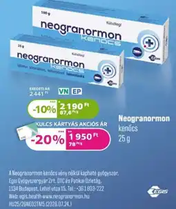 Kulcs Patika Neogranormon kenőcs ajánlat
