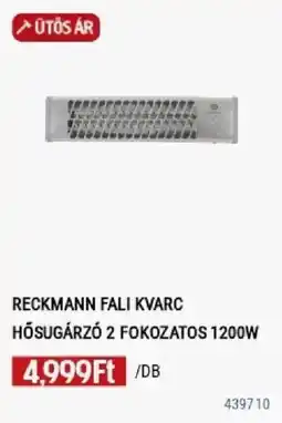Praktiker Reckmann fali kvarc hősugárzó 2 fokozatos 1200w ajánlat