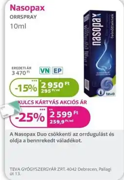 Kulcs Patika Nasopax orrspray ajánlat