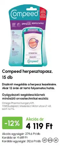 Alma Gyógyszertárak Compeed herpesztapasz ajánlat