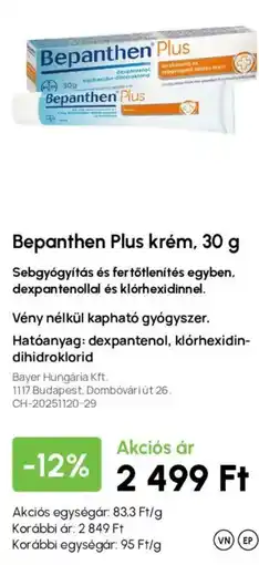 Alma Gyógyszertárak Bepanthen Plus krém ajánlat