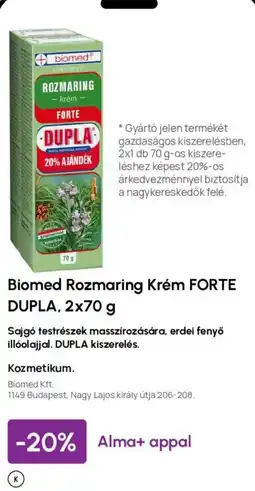 Alma Gyógyszertárak Biomed Rozmaring Krém FORTE ajánlat