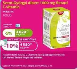 Kulcs Patika Szent-Györgyi Albert C-vitamin ajánlat