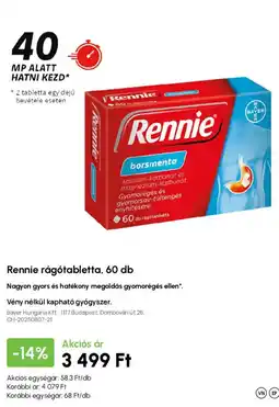 Alma Gyógyszertárak Rennie rágótabletta ajánlat