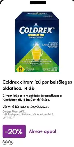 Alma Gyógyszertárak Coldrex por belsőleges oldathoz ajánlat