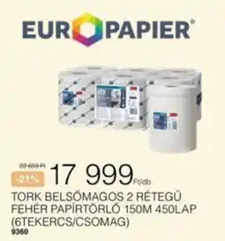 Chef Market Europapier tork belsőmagas 2 rétegű fehér papírtörlő ajánlat