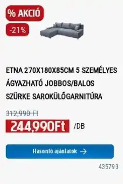 Praktiker Etna 5 szemelyes agyazható jobbos/balos szürke sarokkülögarnitúra ajánlat