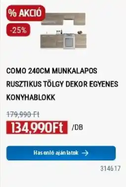 Praktiker Como 240cm munkalapos rusztikus tölgy dekor egyenes konyhablokk ajánlat