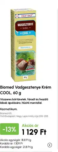 Alma Gyógyszertárak Biomed vadgesztenye krém Cool ajánlat