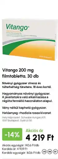 Alma Gyógyszertárak Vitango 200 mg filmtabletta ajánlat