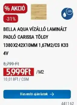 Praktiker Bella aqua vízálló laminált padló carissa tölgy ajánlat
