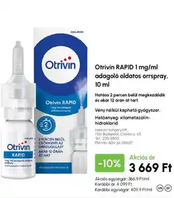 Alma Gyógyszertárak Otrivin rapid ajánlat