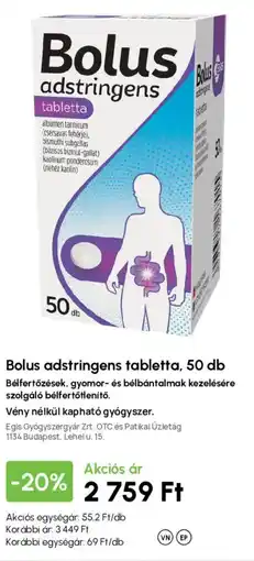 Alma Gyógyszertárak Bolus adstringens tabletta ajánlat