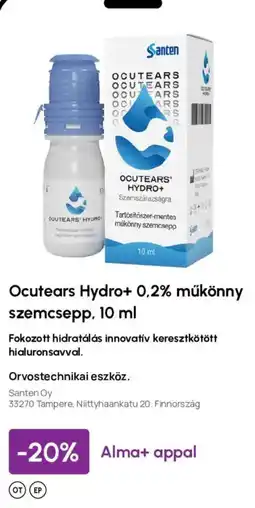 Alma Gyógyszertárak Ocutears hydro+ műköny szemcsepp ajánlat