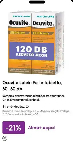 Alma Gyógyszertárak Ocuvite Lutein Forte tabletta ajánlat