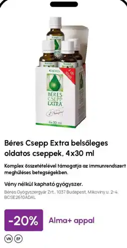 Alma Gyógyszertárak Béres csepp extra ajánlat