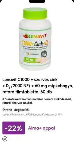 Alma Gyógyszertárak Lenavit c1000 + szerves cink + d3 ajánlat