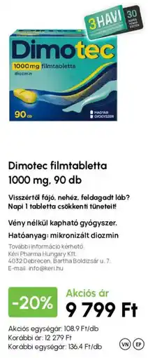 Alma Gyógyszertárak Dimotec filmtabletta ajánlat