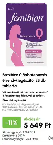 Alma Gyógyszertárak Femibion 0 Babatervezés étrend-kiegészítő ajánlat