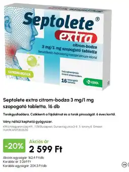 Alma Gyógyszertárak septolet extra ajánlat
